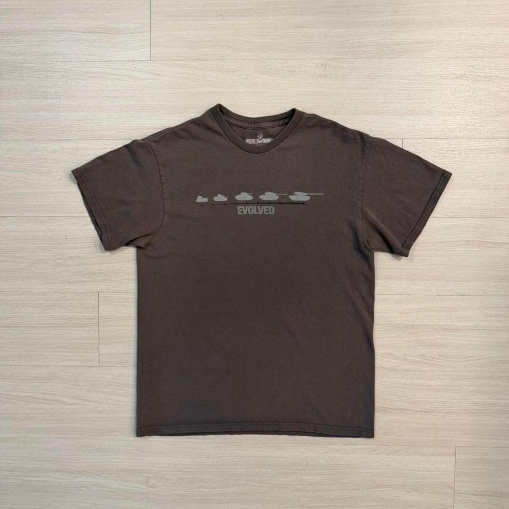 World of Tanks Evolved Roll Out Shirt Men's Size Medium Brown Gaming